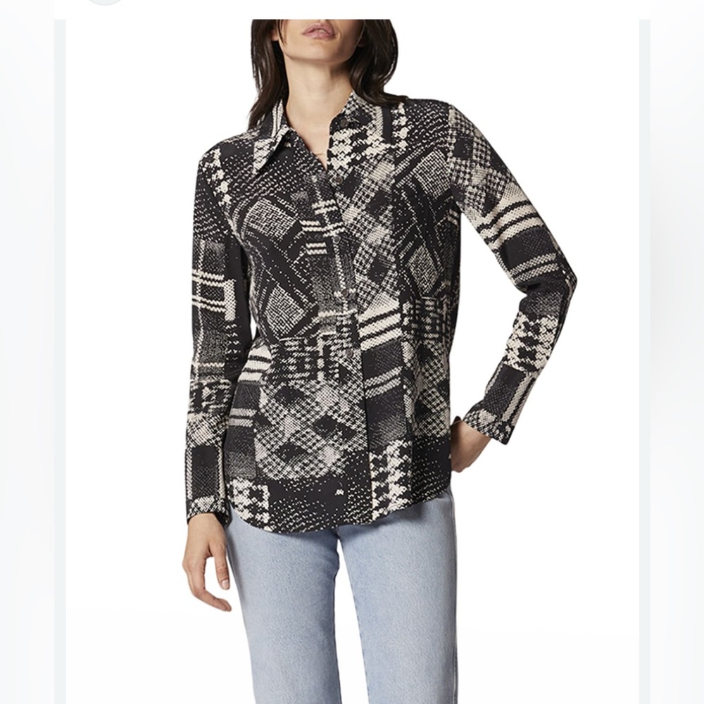 Equipment Quinne Print Silk Button Up Shirt Size Large